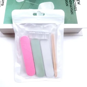 Manicure Kit Buffer and Shiner Nail Dust Brush 6 in 1 Nail File Set with White Bag Package