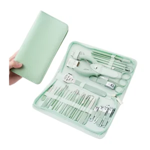 Manicure Set 35 PCS Green Nail Cutter Set Callus Remover Pedicure Tools Nail Clipper Kit With Zipper Bag Use For Home And Salon