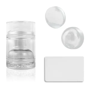 Manicure Tool Clear Nail Stamps Double-Head Silicone Nail Stamper with Crystal Rhinestones