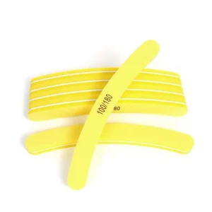 Manicure Tool Durable Yellow Sponge Nail File Washable Banana Nail Files 100/180