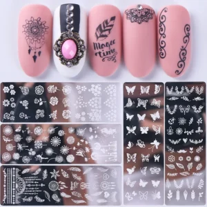 Manicure Tools Rectangular DIY Image Leaf Pattern Printing Plates Nail Art Template Transfer Stamping