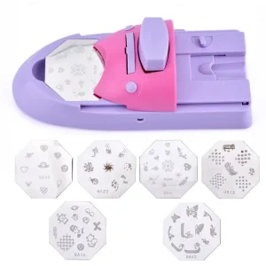 Manual Nail Printer Set Tool With 6pcs Metal Stamping Plates Manicure Nail Color Draw Finger Nail Printing Machine