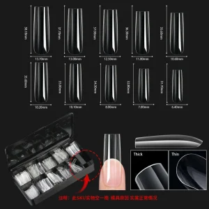 Manufacturer Custom Full Cover Acrylic Nail Tips Coffin Almond Artificial Soft Gel Nail Tips for Manicure OEM With Box