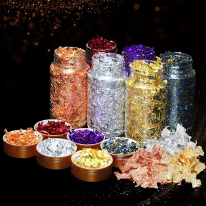 Manufacturer Direct Supply Gold Leaf Flakes Imitation Gold Leaf Foil for DIY Nail