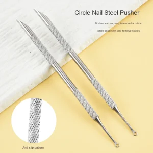 Manufacturer’s Professional Double Ended Nail Art Stainless Steel Pusher Oblique Cuticle Remover Eco friendly Pre File Nail