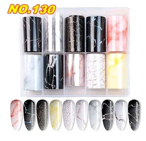 Marble Foil Logo Sheet Nail Art Decoration Nail Art Stickers and Decals Custom Nail Foil
