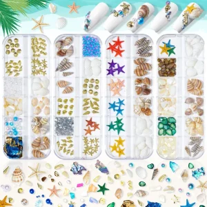 Marine Series Nail Decorations Natural Shell Slice Abalone Starfish Metal Rivet Pearl Stone Nails Accessory