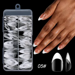Medium Coffin Almond Nail Tip DIY French Soft Gel Nail Tip Press on Nails