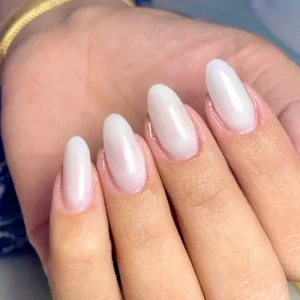Medium Round White Salon Gel Press On Nails Spring Nails Fake Artificial Fingernails Shinning DIY Dark Press Ons