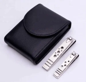 Men Women Customized Logo Stainless Steel Fingernail Toenail Nail Cutting Trimmer Clippers Kit in Black Pouch