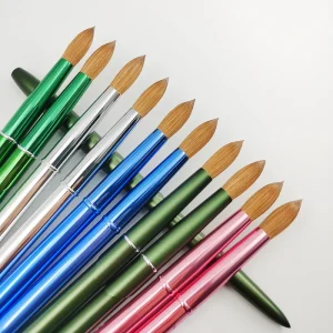 Mental Handle Salon Nail Tools Reusable Chrome Mirror Acrylic Nail Art Powder Silicone Nail Brush