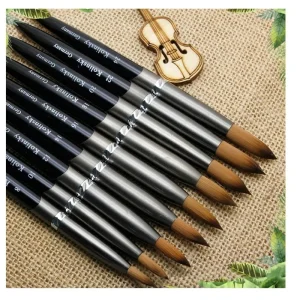 Metal Black Handle Nail Brushes Kolinsky Hair Nail Brush for Salon Manicure Gel Polish Painting Pens Nail Extension