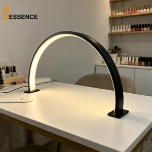 Metal Desktop Adjustable Brightness 3 Colors Half Moon Nail Desk Lamp for Perfect Salon Lighting and Craft Illumination Stylish