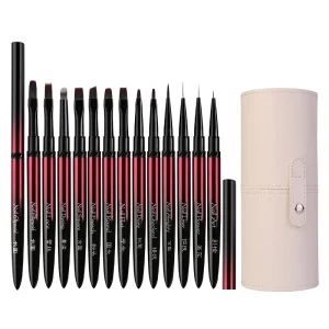 Metal Handle Brush Manicure Light Therapy Brush Painting Flower French Nail Art Drawing Pen Round Square Nail Liner Brush