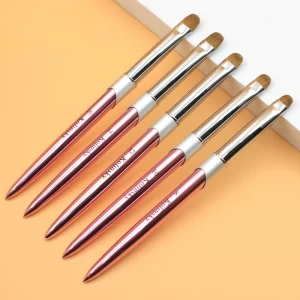 Metal Handle French Crimped Nail Brushes Kolinsky Nail Brush for Manicure Powder