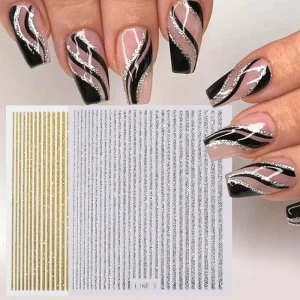 Metal Laser Gold Wire Silver Line Nails Decal Art Nail Stickers
