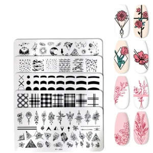 Metal Nail Printing Plate with Floral Butterfly and Lace Elegant Patterns Manicure Durable Professional Nail Stamping Plate