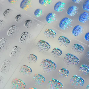 Metallic 5D Nail Art Sticker French Tassel Nail Art Decals Gold Silver French for Nail Decoration