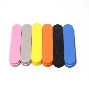 Mini Blue Emery Nail File Double Sided Straight Pattern Sponge Buffer 9x2cm Portable OEM Service Available