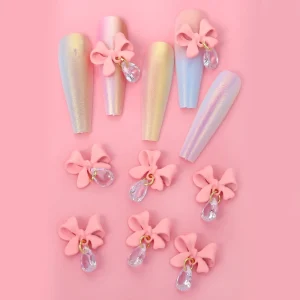 Mini Bow Rhinestone 3D Nail Art Decorations Beautiful Bow Ribbon Accessories Nail Charms