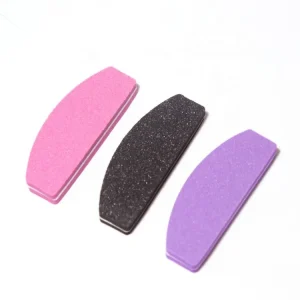 Mini Double Sided Half Moon Straight Nail Buffer 180 240 Grit Personalized Logo Sponge Manicure File for Acrylic Natural Nails