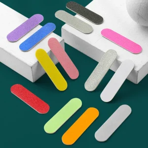 Mini Double Sided Nail Files Colorful Sandpaper Disposable Buffer Manicure Art Tools 100pcs/bag