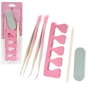 Mini Four Piece Orange Straight Nail Art Tweezers Set Polishing Strip Push Dead Skin Clamp Tool for Beauty Cross Bordersuit