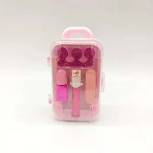 Mini Luggage Shaped Eco Friendly Kids Makeup Toy Set Fast Drying Water Based Nail Polish Moisturizing Lip Gloss Shimmery Nail
