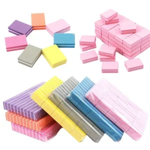 Mini Nail Buffer Block Colorful Double Sided Nail Sponge File Polisher Sanding Block Square 100 180 Nail Manicure Tool Supplies