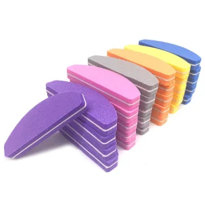 Mini Nail Buffer Sponge File 100 180 Double Side Sandpaper Professional Tools Half Moon Shaped Nail File Nail Art Washable