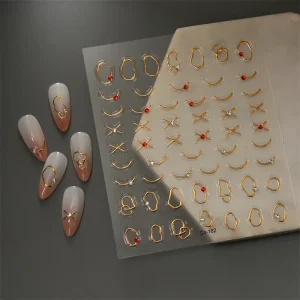 Mini Nail Sticker 3D Gold Pattern Art Nail Sticker for Luxury Design Press on Nail Accessories