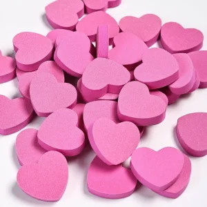 Mini Pink Heart Shaped Nail Files Sponge Love Shaped Sponge Buffers Washable Sanding Nail Pedicure Tool