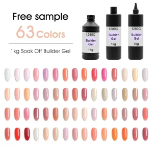 MissGel 1Kg Hard Build Nail Gel 63 Color OEM TPO Free Nail Gel Polish Nude Hema Free Build Gel With Big Capacity