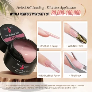 Missgel Hema Tpo Free Low Odor Buildering Gel Private Label 1KG 15g 30g No Heat Spike Custom Hard Gel Nail Extension Gel Polish