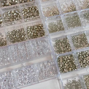 Mixed 12 Grids 6 Grid Gemstones Crystal High Quality Shine Diamond Zircon DIY Nail Rhinestones for Beauty Salon