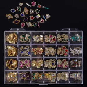 Mixed 24 Grid Box Nail Art Accessories for Nail Art Decorations Nail Art Ornament Diamond Charm