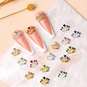 Mixed 3D Rhinestone Accessories Decoration Nail Charms Princess Crown Pendant Jewelry Alloy in Bulk
