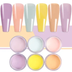 Mixed Color Acrylic Crystal Nail Carving Powder Set for 3D Extension Modeling and Sculpting DIY Salon Nail Art Application Use