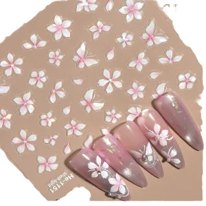 Mixed Design 3D Holographic Nail Stickers Thin Shiny Nail Art Decals for Summer DIY Manicure Decorations