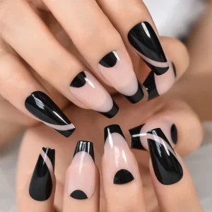 Mixed Design Nails Art for Party Decoration Long Coffin French Press on Nails
