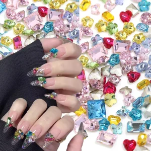 Mixed Design Rhinestone Nail Art Random Mixed Shape 4-8mm 3D Nail Diamond Nail Jewelry