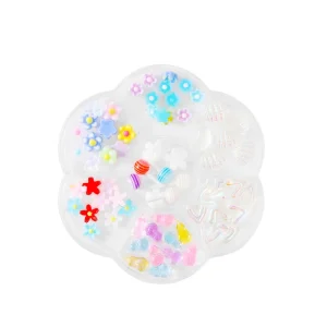 Mixed Nail Accessories 7 Grids 3D Flowers Rhinestones Manicure Resin Nail Charms for Nail Art Decoration