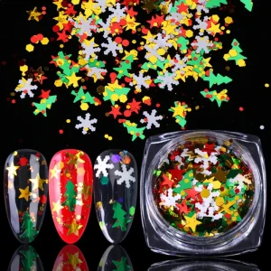 Mixed Nail Art Flake Christmas Snowflake Sequins Manicure 3D Decorations DIY Nail Stickers Nail Art Manicure Gems