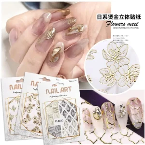 Mixed Nail Stickers Assortment 3D Foil & Lace Designs Transfer Decals for Gel Polish DIY Nail Art