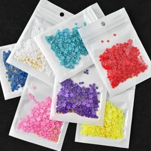 Mixed Size Acrylic Flowers Nail Art Charms Metal Bead Design Kawaii 3D Nail Decoration Manicure Ornaments Rhinestones