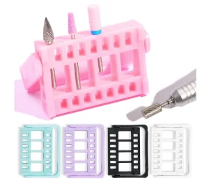 Mixed Style Transparent Acrylic Nail Polisher Drill Bit Stand Holder Manicure Tool Drill Bit Display Storage Box