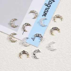 Moon Shape Nail Art Charms Big Rhinestones Zircon Heart Nail Art Charm for Nail Decals