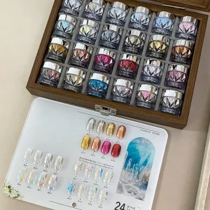Moonlight Chrome Liquid Acrylic Powder Mirror Effect Solid Diamond Butterfly Nail Art Decoration Accessories 24 Colors Nail Set
