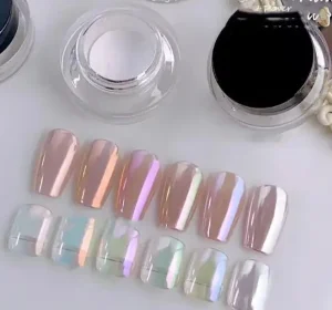 Moonlight Mirror Nails Powder Metallic Silver Effect Pigments Laser Dust Glitter Aurora Shiny Pearl Nail Tip Manicure Decoration