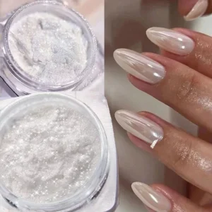 Moonlight Pearl Chrome Nail Powder Oem Odm Bulk Mirror Glitter White Iridescent Aurora Nail Art Decoration Professional Salon